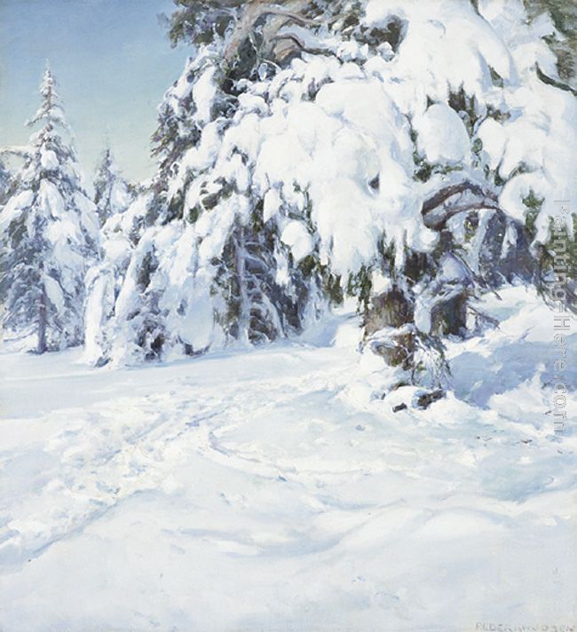 Winter Landscape painting - Peder Knudsen Winter Landscape art painting